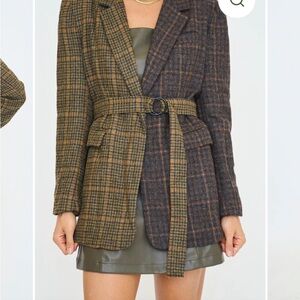 Plaid Belted Women's Jacket new with tags!